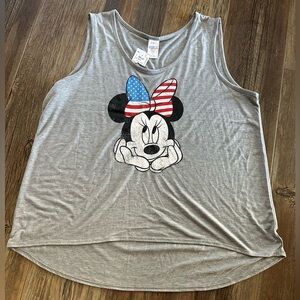 Disney Minnie Mouse tank top women's 3X new American flag bow USA